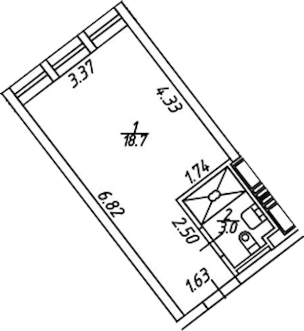 Квартира студия 22.07 м², 8/15 эт., Апарт-отель «Апарт-отель 25-7 Заневский»